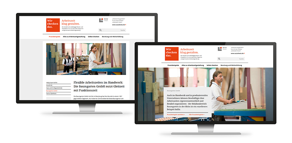 Darstellung einer responsiven Webseite auf unterschiedlichen Bildschirmgrößen