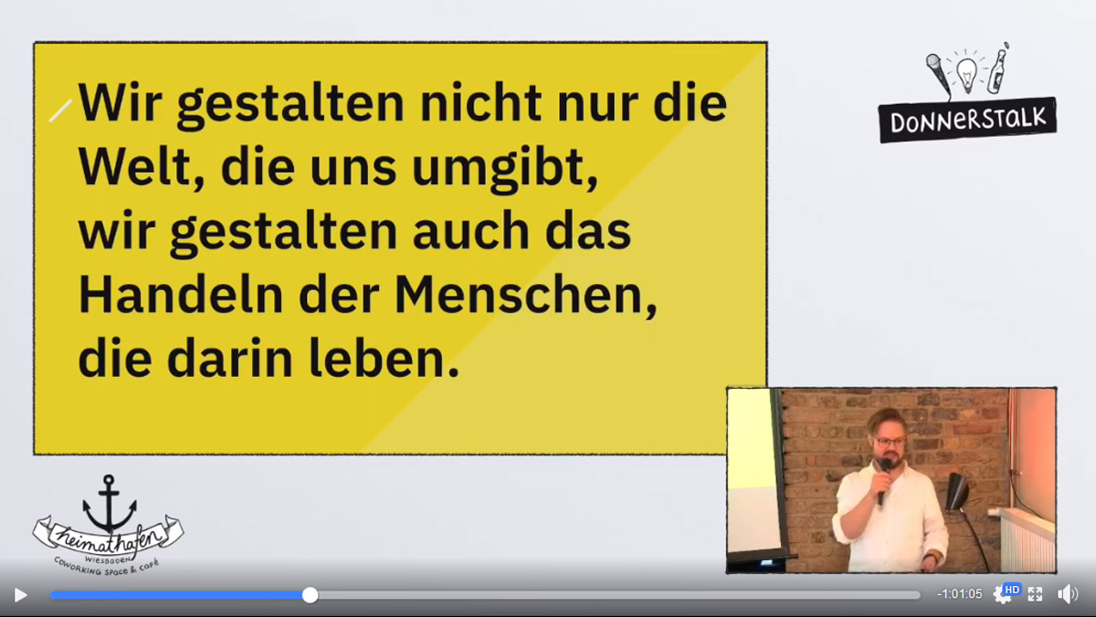 Norbert beim #Donnerstalk im #Heimathafen zum Thema Behavioural Design