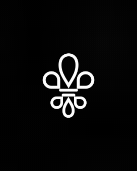 Animiertes weißes Logo der Stadt Wiesbaden auf schwarzem Hintergrund