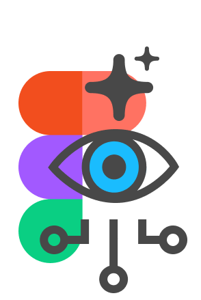 Figma Logo mit einem Auge und Sternenstaub