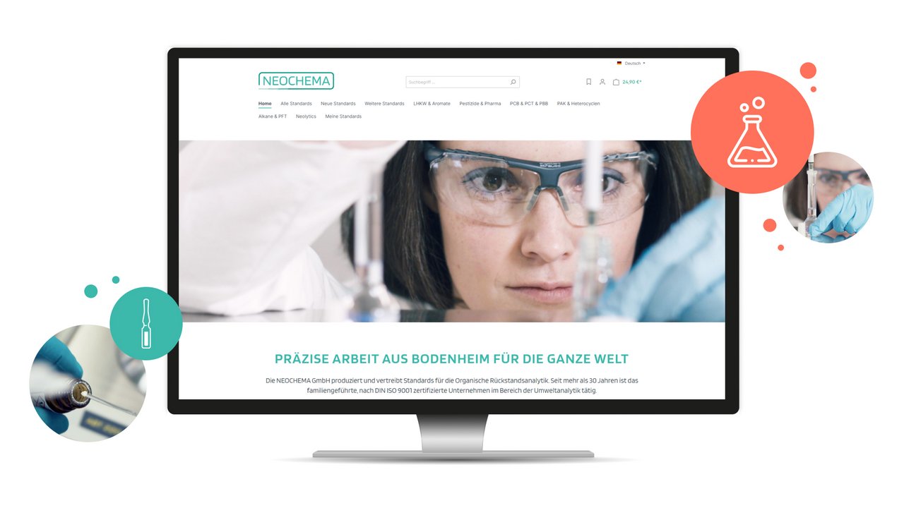 Webseite von Neochema auf einem Desktop Bildschirm