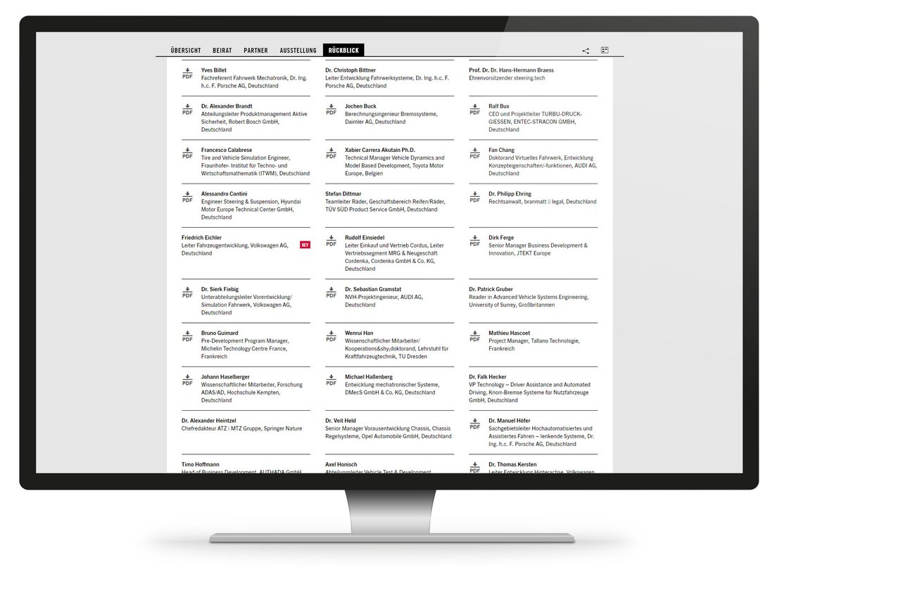 Responsive Webdesign für die Webseite von ATZ live, beispielhaft dargestellt mit der Rückblicksseite auf dem Desktop.